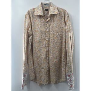 Paul Smith London Men's Floral Cotton Shirt Sz Medium French Cuff Made In Italy